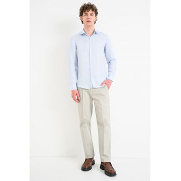 Camasa slim fit din amestec de lyocell si in - Albastru pastel
