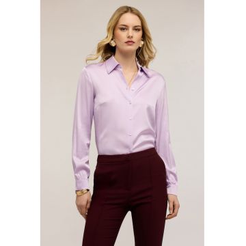 Camasa uni cu aspect de satin - Lila