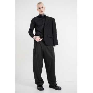 Camasa uni din amestec de bumbac - Negru