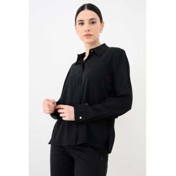 Camasa vaporoasa cu maneci lungi - Negru