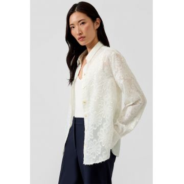 Bluza cu broderie florala - Alb murdar