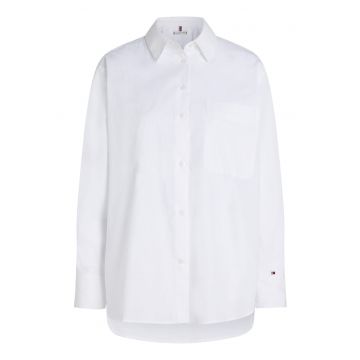 Camasa asimetrica cu buzunar pe piept - Alb optic