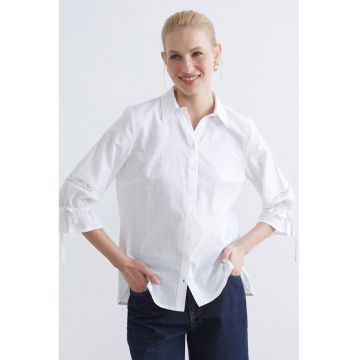 Camasa asimetrica cu maneci 3/4 - Alb