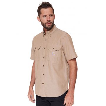 Camasa barbateasca  Bumbac - Bej - Maro bronz inchis