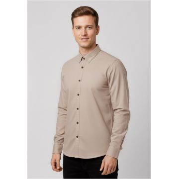 Camasa barbati din bumbac - slim fit - maneci lungi -  K-Tanalo - bej - Bej