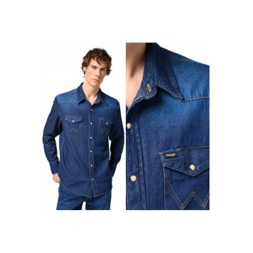 Camasa Barbati -  Regular Fit - Maneci Lungi - Cu Nasturi - Design Clasic - Bumbac - Gri