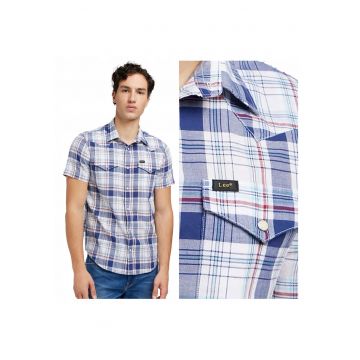 Camasa Barbati -  SS Western Shirt - Regular Fit - Maneci Scurti - Cu Nasturidwqf - Design Clasic - Bumbac - M - Multicolor - Multicolor