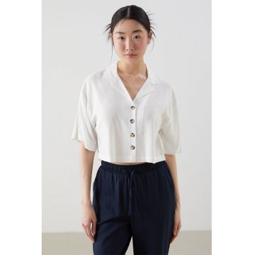 Camasa crop cu decolteu in V