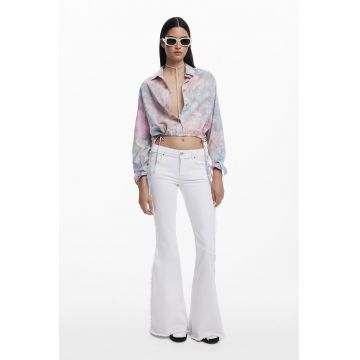 Camasa crop cu imprimeu floral