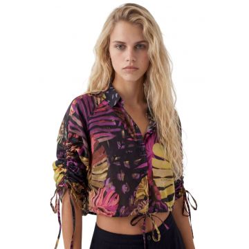 Camasa crop cu maneci raglan -