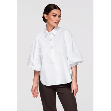 Camasa cu croiala lejera  OW-SH-E0035 - Alb