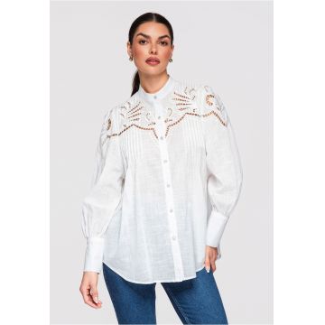 Camasa cu dantela  OW-SH-E0022 - Alb