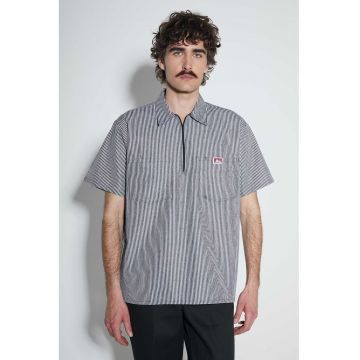 Camasa  cu dungi - doua buzunare - fermoar - bumbac - Alb