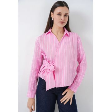 Camasa  cu dungi - roz - lunga