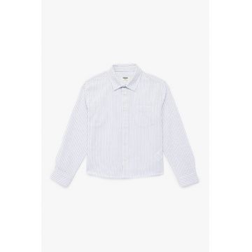 Camasa cu dungi si buzunar pe piept - Alb/Albastru azur