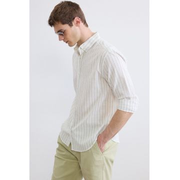 Camasa cu dungi si guler Oxford - Alb