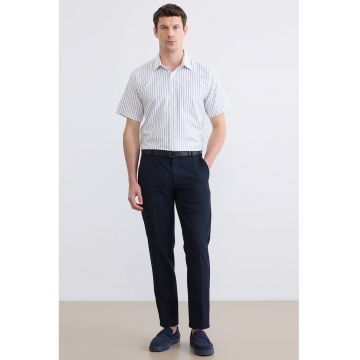 Camasa cu dungi si maneci scurte - Alb murdar