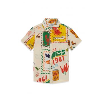 Camasa cu imprimeu si guler clasic - Multicolor