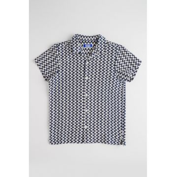 Camasa cu maneci scurte Montauk - Alb fildes/Bleumarin