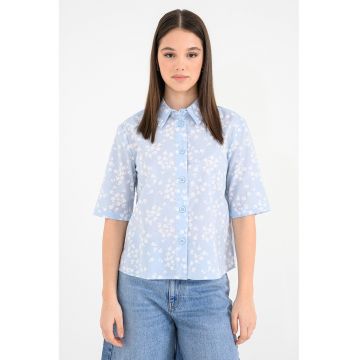 Camasa cu maneci scurte si imprimeu - Alb/Albastru glaciar