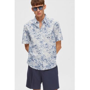 Camasa cu maneci scurte si imprimeu - Alb/Albastru