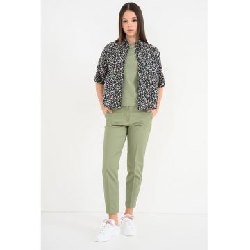 Camasa cu maneci scurte si imprimeu - Negru/Verde sparanghel/Roz