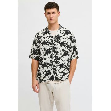 Camasa cu maneci scurte si model - Alb/Negru