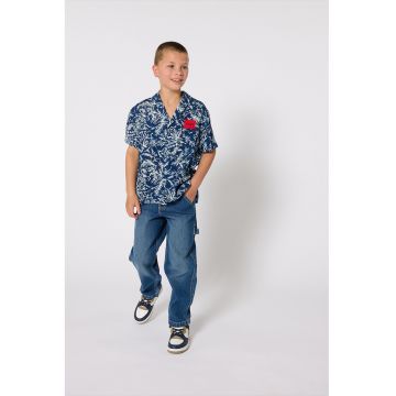Camasa cu model si nasturi - Rosu/Alb/Bleumarin