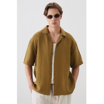 Camasa cu nasturi si maneci scurte - Kaki