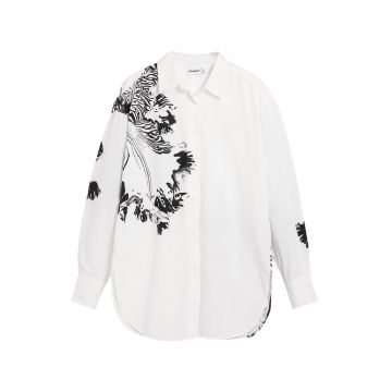 Camasa dama -  bumbac - alb - sistem inchidere nasturi -