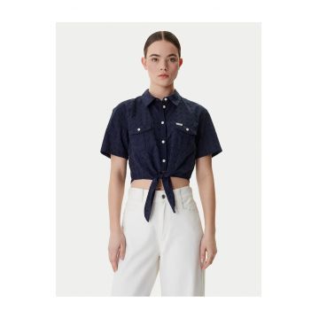 Camasa dama -  bumbac - bleumarin - sistem inchidere nasturi