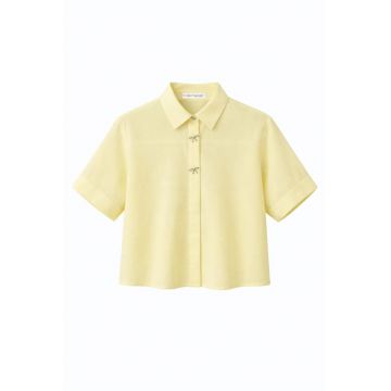 Camasa dama -  camasa scurta cu maneca scurta - galben lamaie - textil