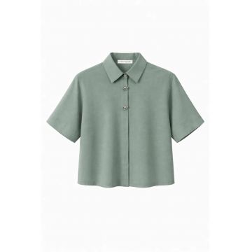 Camasa dama -  camasa scurta - verde - textil