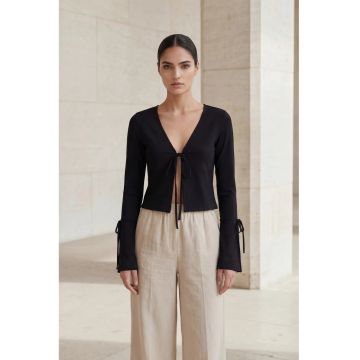 Camasa dama -  cu decolteu in V - negru