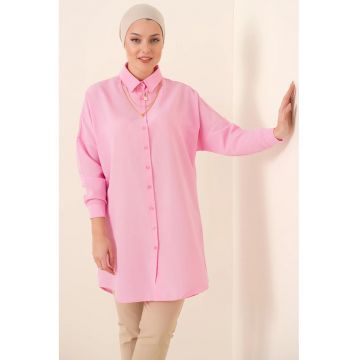Camasa dama - HiCCUP - bumbac si poliester - maneca lunga - roz