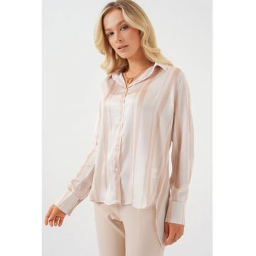 Camasa dama - HiCCUP - cu maneca lunga - roz - satin