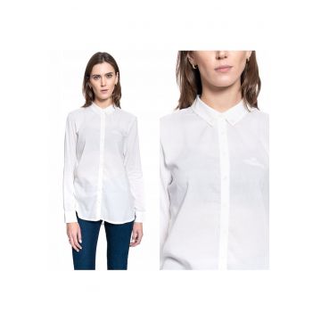 Camasa Dama Lunga -  EDDA BDC LONGBLOUSE - 100% Bumbac Natural - Croiala Regular Fit Lunga - Material Moale Si Respirabil - Design Clasic Cu Guler - Inchidere Nasturi - Ideala Pentru Tinute Casual - Marimea 36 S - Alb