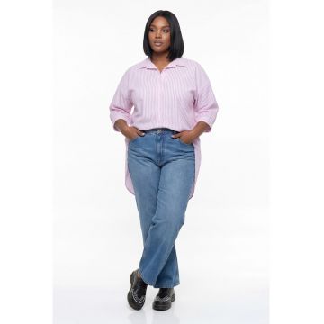 Camasa dama  M1309 - roz - croiala lejera - asimetrica - bumbac cu viscoza