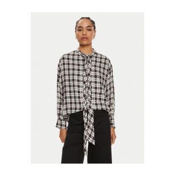 Camasa dama -  multicolor - imprimeu carouri - viscoza -