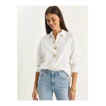 Camasa dama -  regular fit - alb - poliester