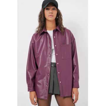 Camasa dama -  supradimensionata - mov - piele - Violet/Mov