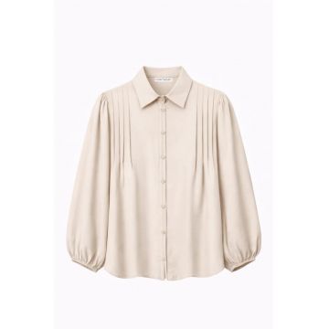 Camasa dama -  texturata - culoare bej - material textil