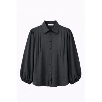 Camasa dama -  texturata - negru - textil