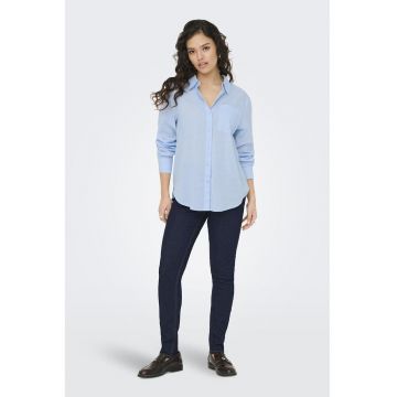 Camasa de bumbac cu buzunar pe piept - Albastru deschis -