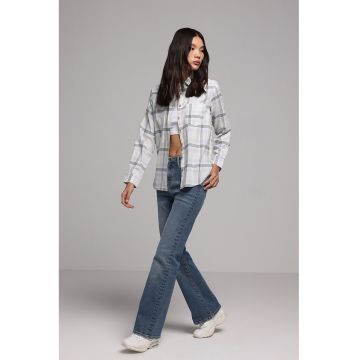 Camasa de bumbac in carouri - Alb