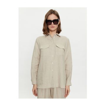 Camasa de dama  ecru - cu buzunare