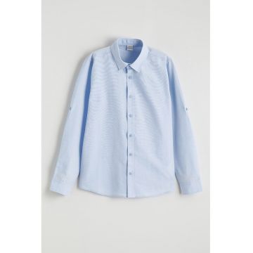 Camasa din amestec de bumbac cu model uni - Albastru lavanda