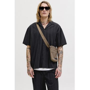 Camasa din amestec de bumbac organic cu maneci scurte - Negru