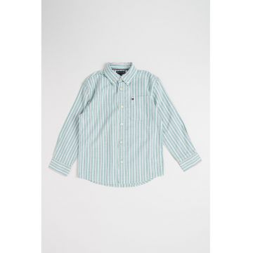 Camasa din amestec de bumbac organic Ithaca - Alb/Verde menta