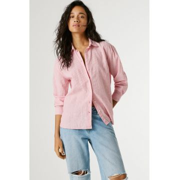Camasa din amestec de in cu dungi Bernary - Alb/Roz